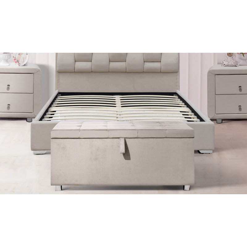 Greco Upholstered Storage Bench, Cream