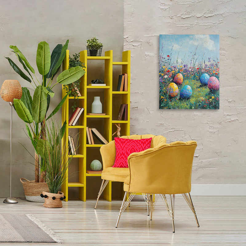 «Vibrant Egg Hunt», art mural sur toile, par Franklyn Gregory, H 24 po x l 30 po