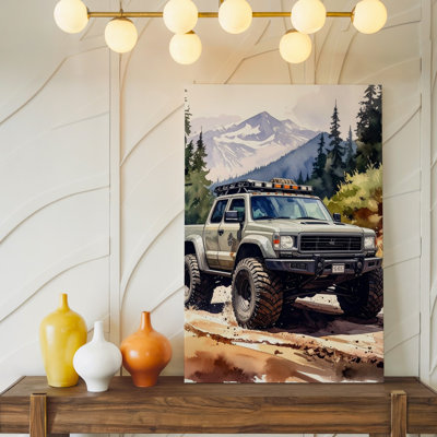 Toyota Tacoma Off Road Adventure Rugged Truck And Mountain Landscape Art Canvas Wall Art Ready To Hang Gallery Wrapped Home Decor Decor