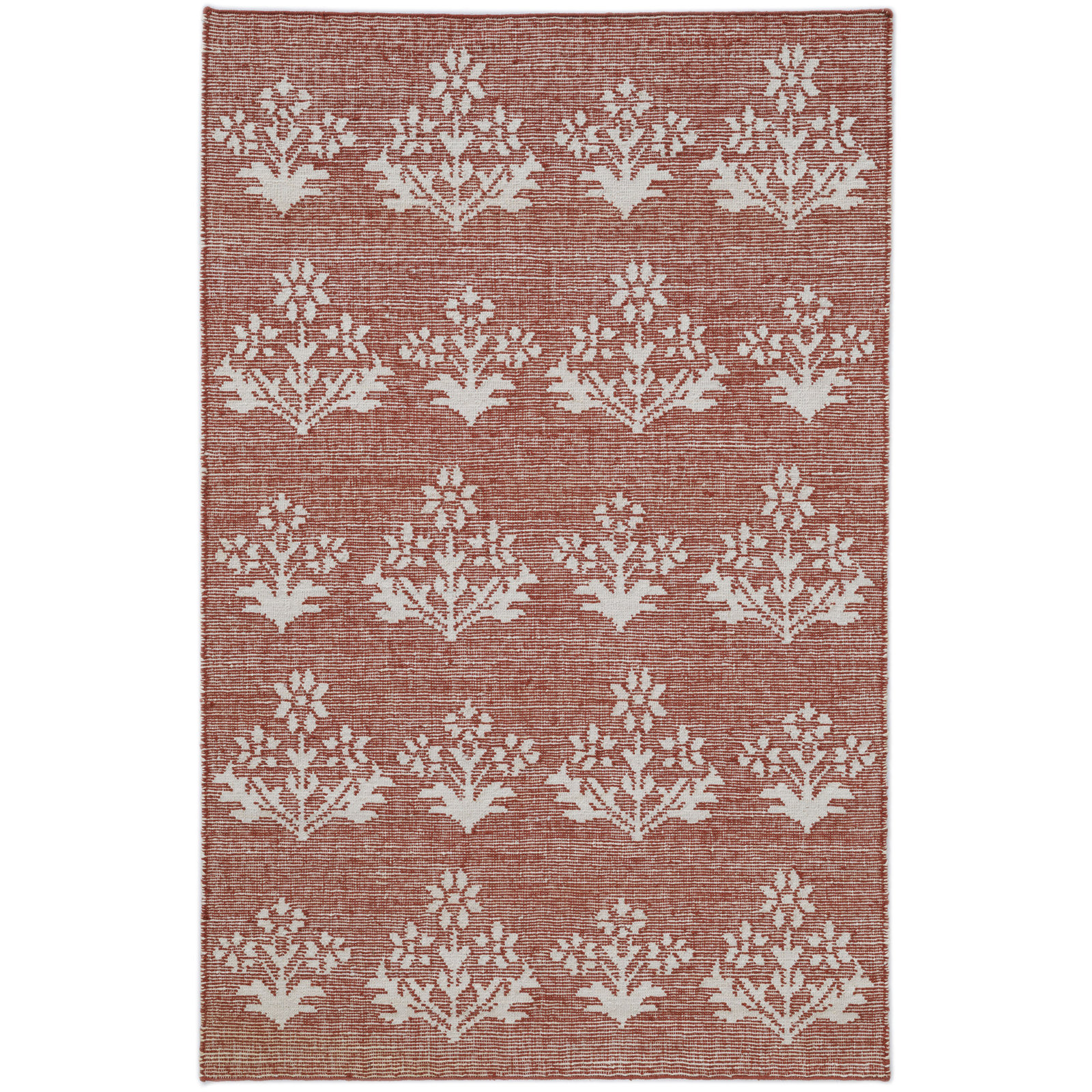 Heidi Botanical Flatweave Jute Rug, Red, 8`9x11`9
