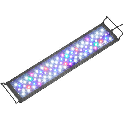 Éclairage pour aquarium avec écran ACL, lampe à spectre complet de 18 W avec mode naturel 24 heures sur 24 et 7 jours sur 7, luminosité réglable et minuterie - Boîtier en alliage d'aluminium, supports extensibles pour aquarium d'eau douce de 45 à 60 cm