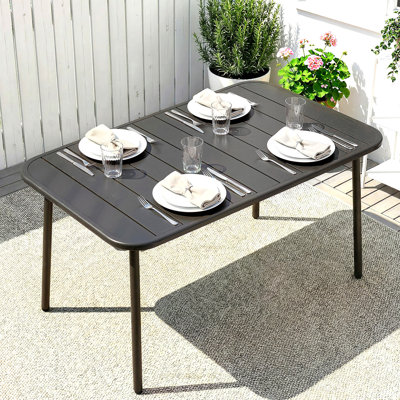 Table de salle à manger d'extérieur 47 po x 28 po pour 4 personnes, table de patio, gris
