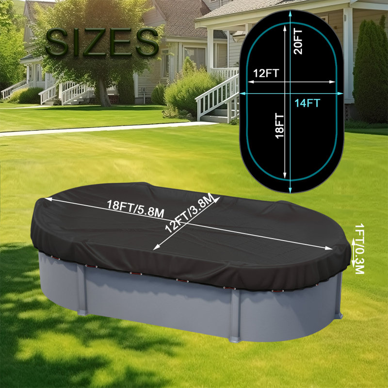 Housse de piscine ovale, H 12,6 po x l 10,24 po x P 6,69 po