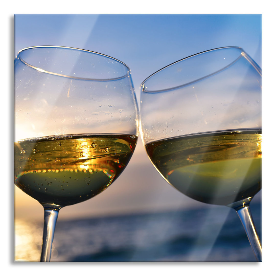 Glasbild Wine Glasses at Sea