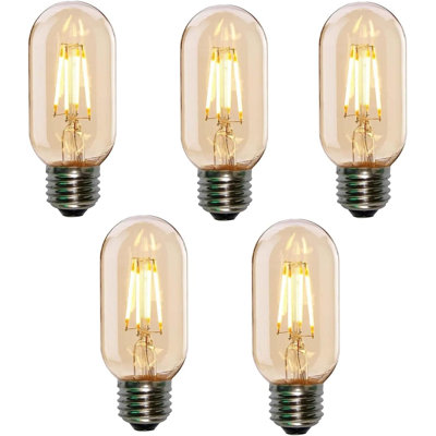 Dimmable E26 LED Edsion Bulbs 40Watt, 4.3 inches T45/T14 4W Tubular Light Bulbs, 450 Lumen Vintage 2700K Warm White for Ceiling Fan Chandeliers Farmhouse Pendant Light - Pack of 10
