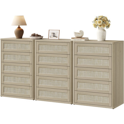 Consiglia Boho Rattan 5-Drawer Dresser