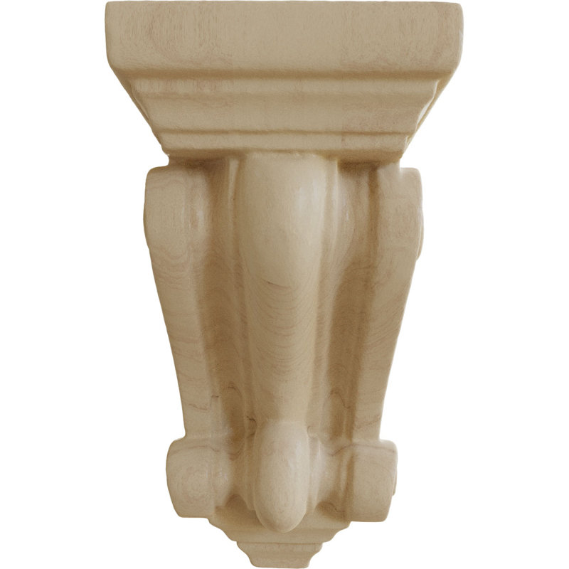 Devon Hand-Carved Rubberwood Traditional Corbel, 4.25" Height