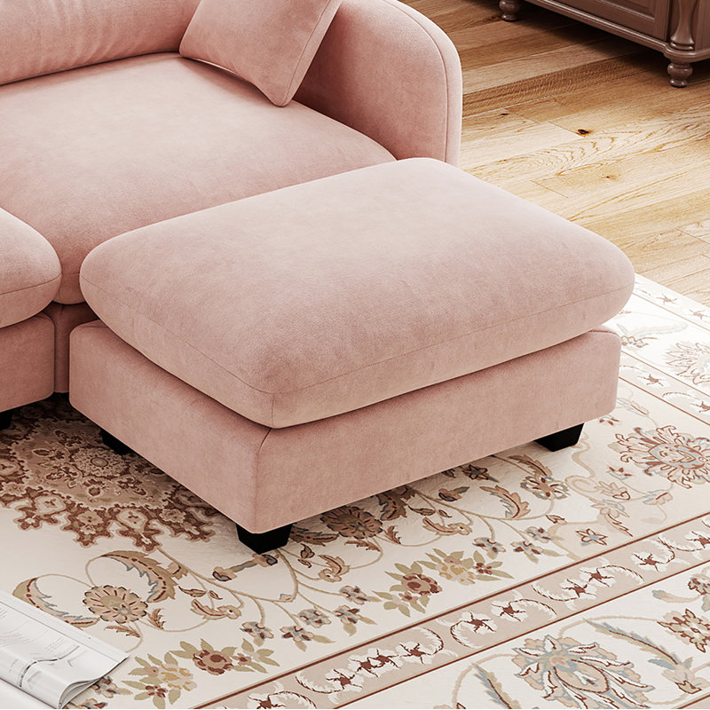 Repose-pieds en tissu chenille pour salon, Rose