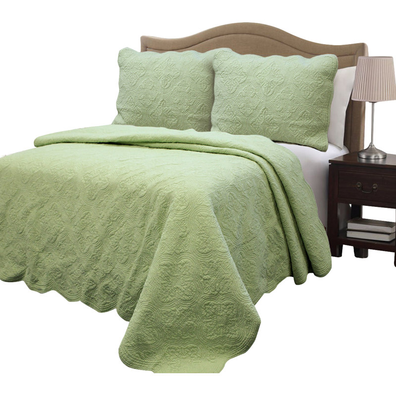 Ensemble réversible standard Terin, Courtepointe très grand et 2 très grandes taies, Vert