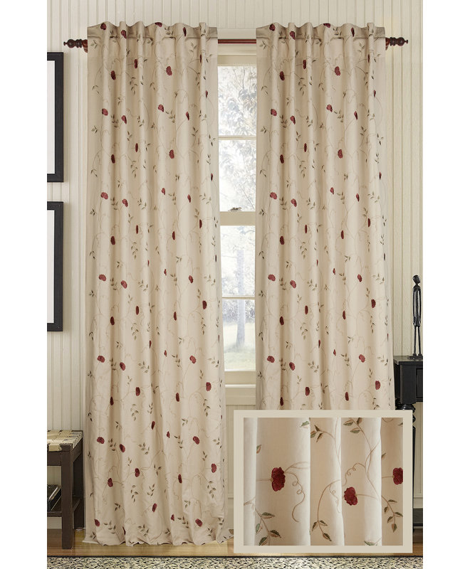 Rhythm Cotton Blend Semi Sheer Curtain Single Panel, 50" W x 108" L, Ivory