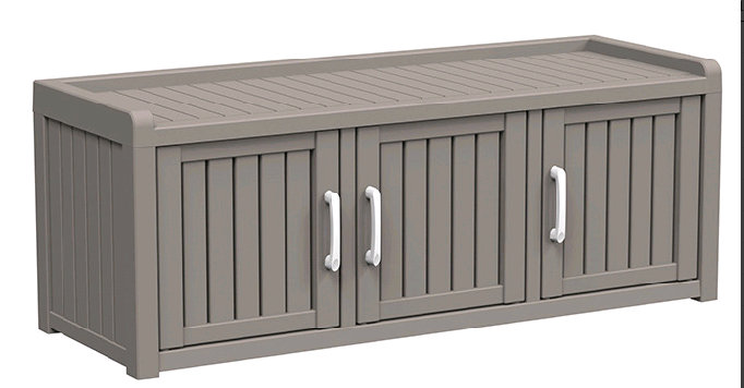 Outdoor Shoe Cabinet Triple Doors, Grey