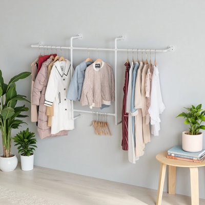 Clothes Racks Industrial Pipe Clothing Racks For Hanging Clothes Wall Mounted Heavy Duty Space Saving Garment Racks MultiPurpose Clothing Hanging