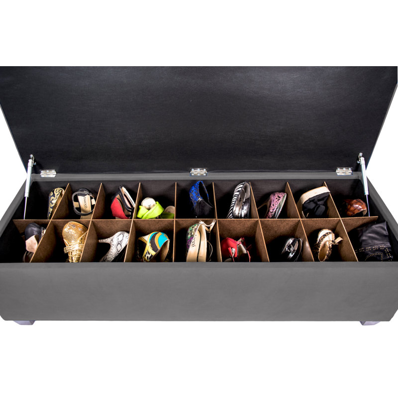 Heaney 18 Pair Shoe Storage Bench, Gray