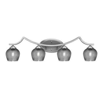 Shutesbury 4 Light Bath Bar Shown, 6" Smoke Glass