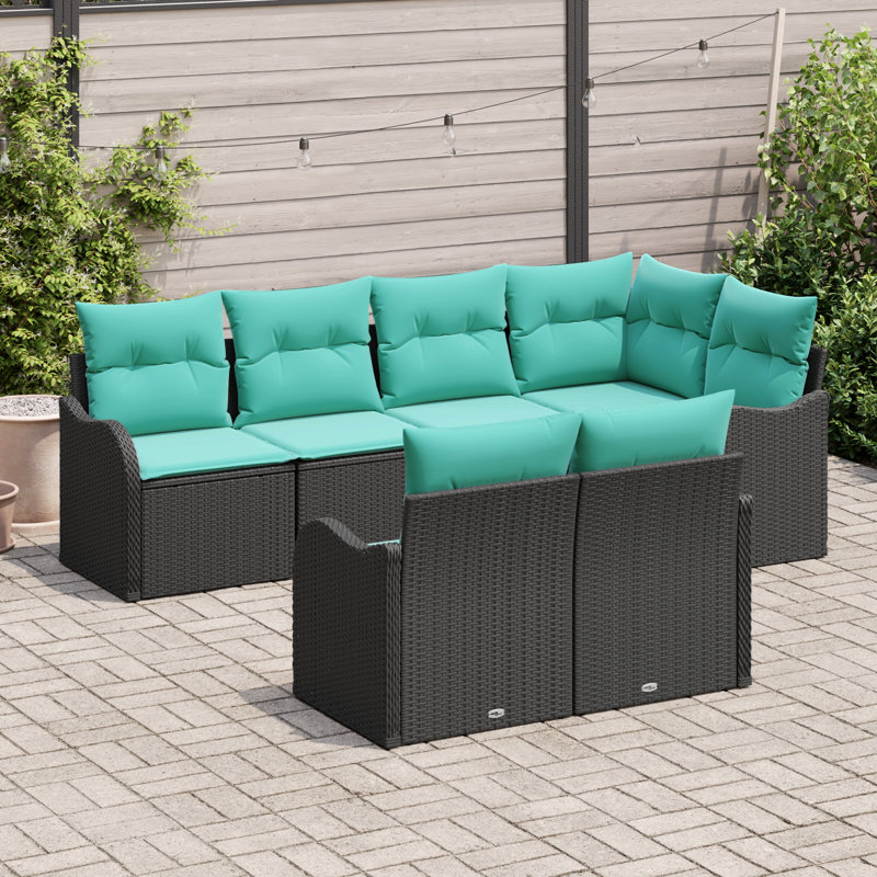 Ensemble de canapé de jardin vidaXL, Structure noire / Coussin bleu