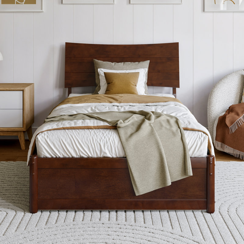Harlowe Wood Platform Bed with Trundle, Walnut, Twin XL