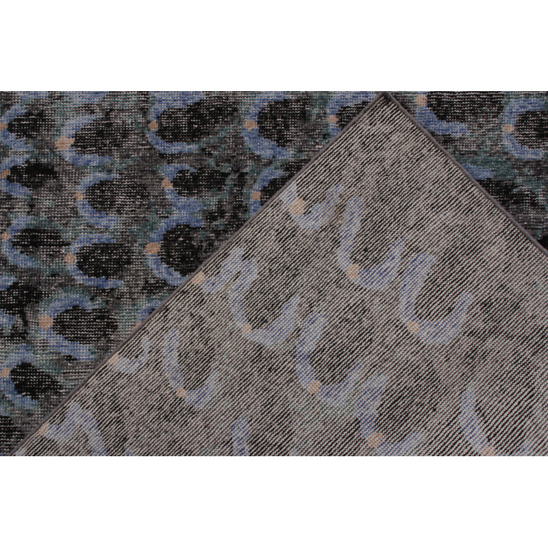 Distressed Homage Hand Knotted Wool Geometric Area Rug, Rectangle 5' x 7'