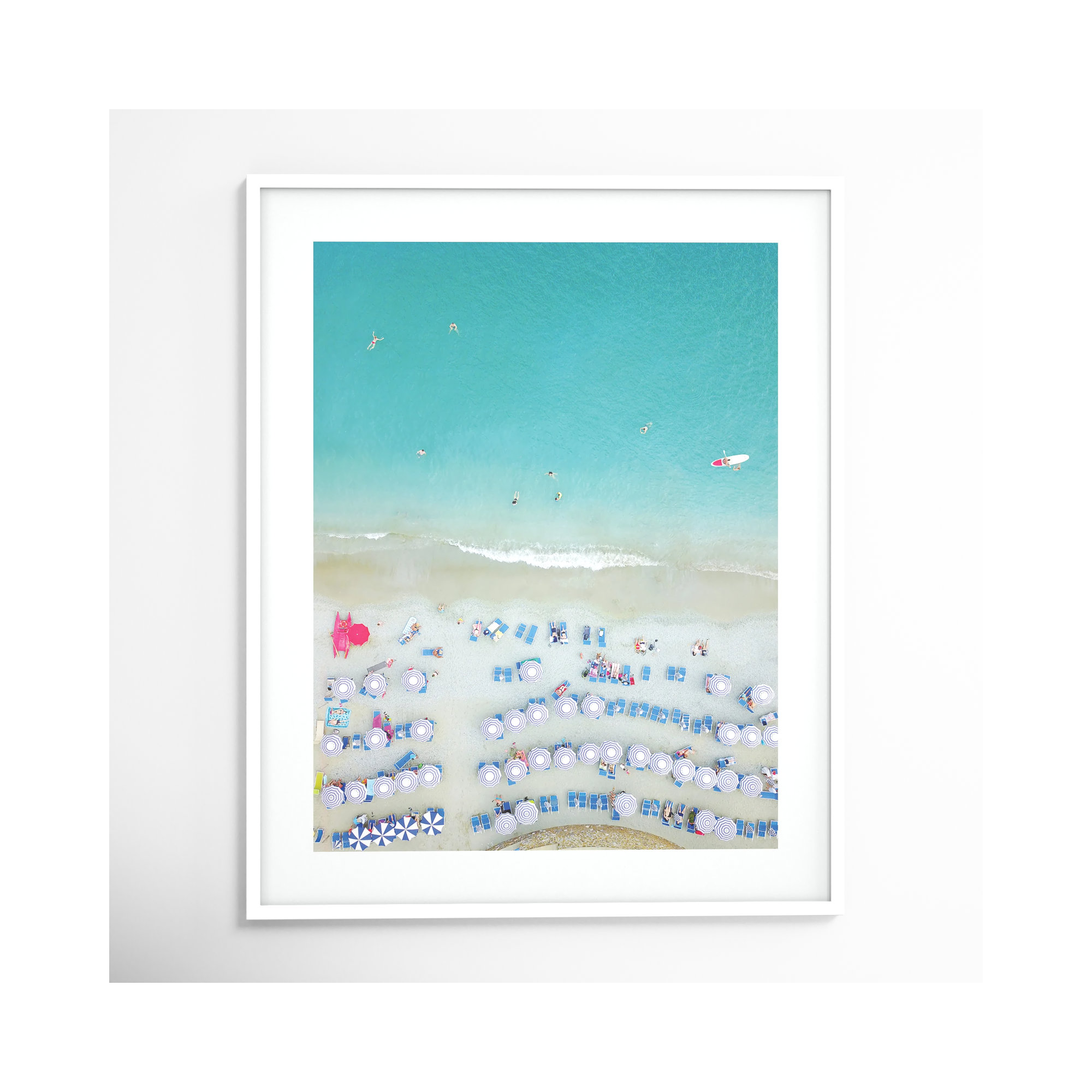 Monterosso Al Mare Swim by Rachel Dowd, 41.25" H x 33.25" W, White Framed