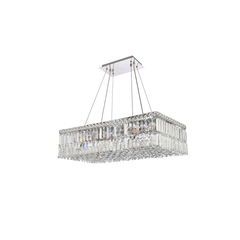 Moret 12 - Light Dimmable Square / Rectangle Chandelier, Chrome, 7.5" H x 28" W x 28" D