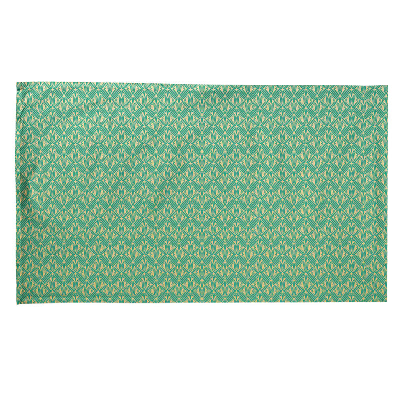 Torchon Suoz Classic Art Deco, Sergé de coton, Vert / Jaune