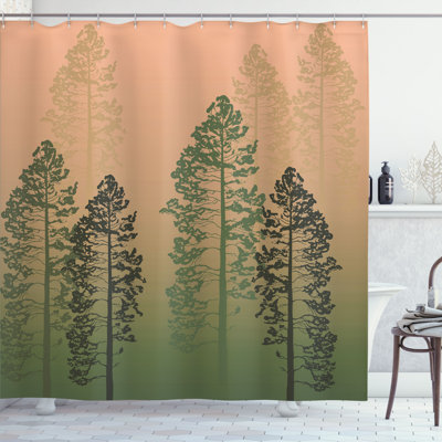 Ambesonne Country Shower Curtain Pine Trees Woodland Ombre -  sc_260349