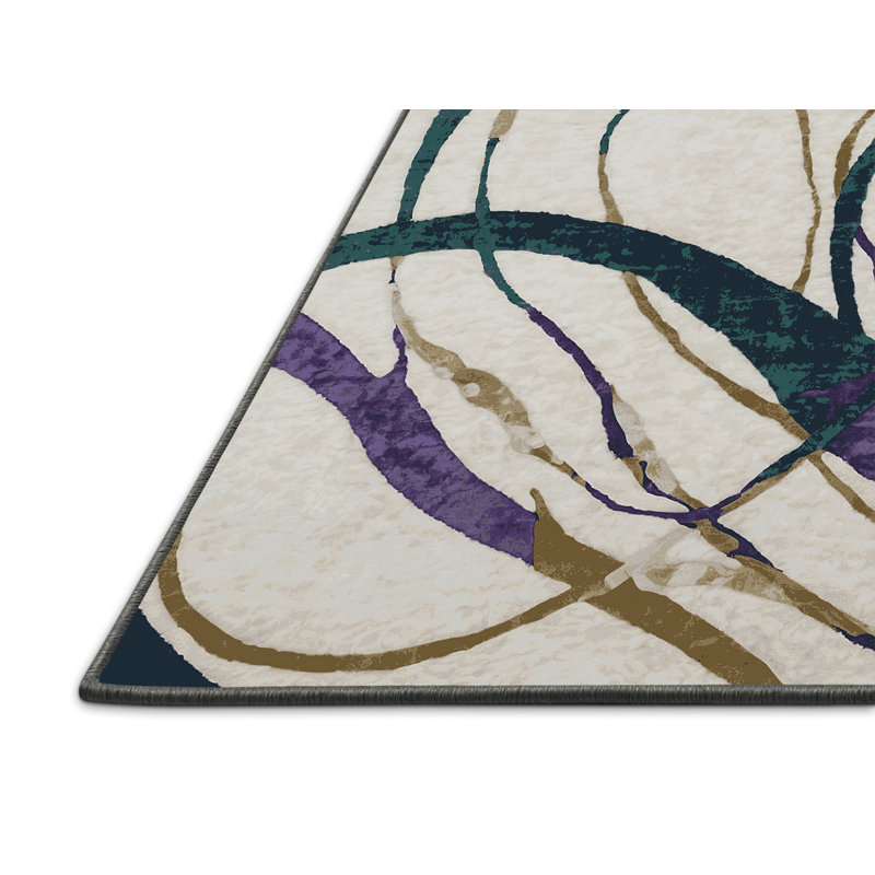 Tapis gris soyeux et moelleux, Rectangle 4 pi x 6 pi