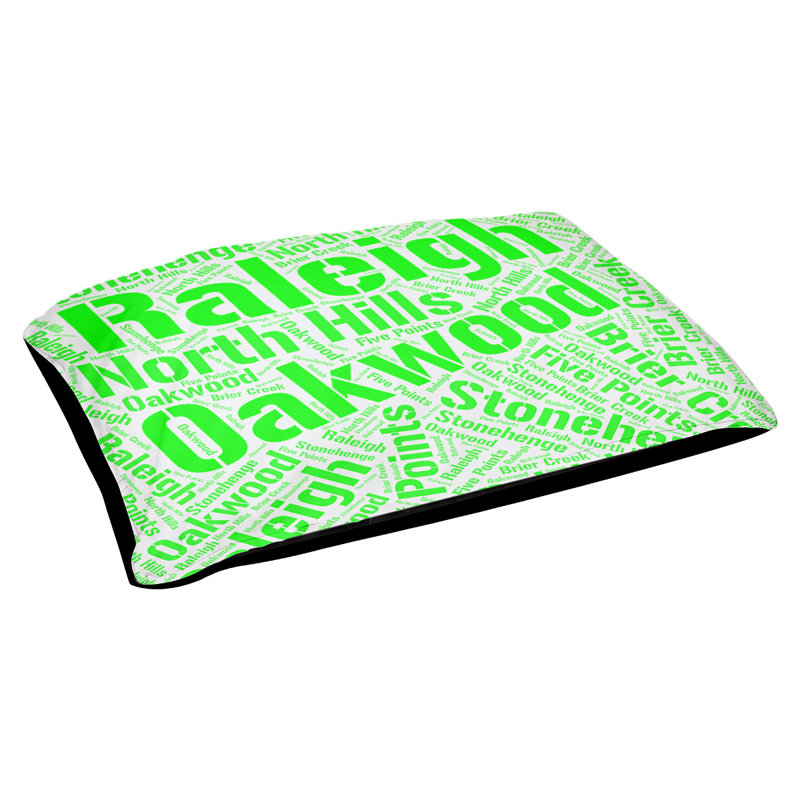 Coussin de chien « districts », Moyen (H 9,5 po x l 28 po x P 18 po), Vert, Raleigh