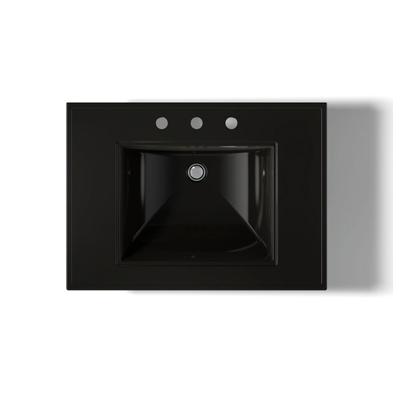 Memoirs® Stately 24" Pedestal Bathroom Sink with 4" Centerset Faucet Holes, Black, 8" Centers, 34.75" H x 22.19" W x 30.69" L