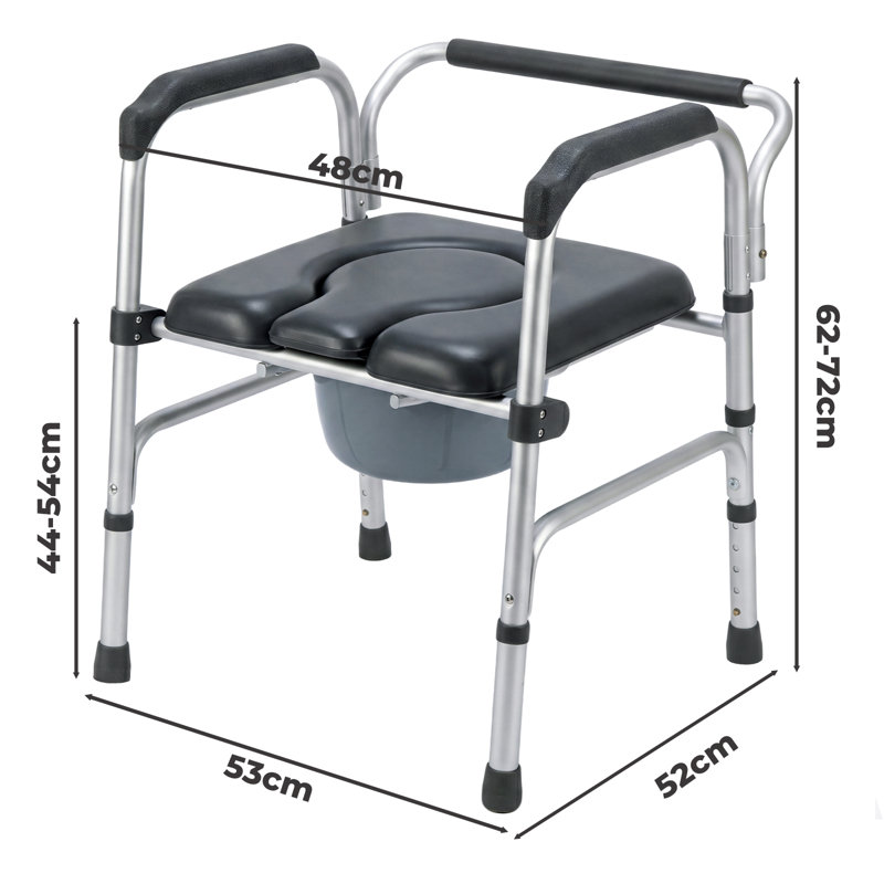 Levede 3 in 1 Commode Chair Folding Shower Chair Toilet Seat Riser Adjustable