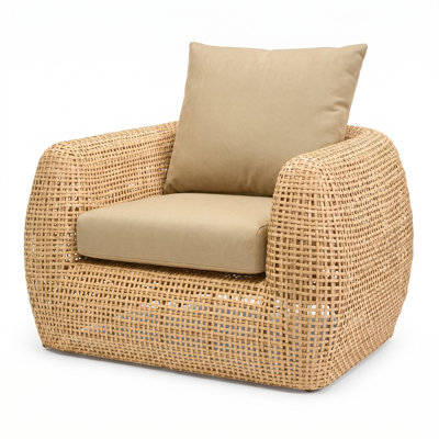 Sydney Mesquite Outdoor Patio Club Chairs - Canvas Beige