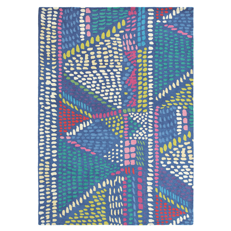 Geometric Wool Hand Woven Area Rug, Rectangle 140 x 200cm
