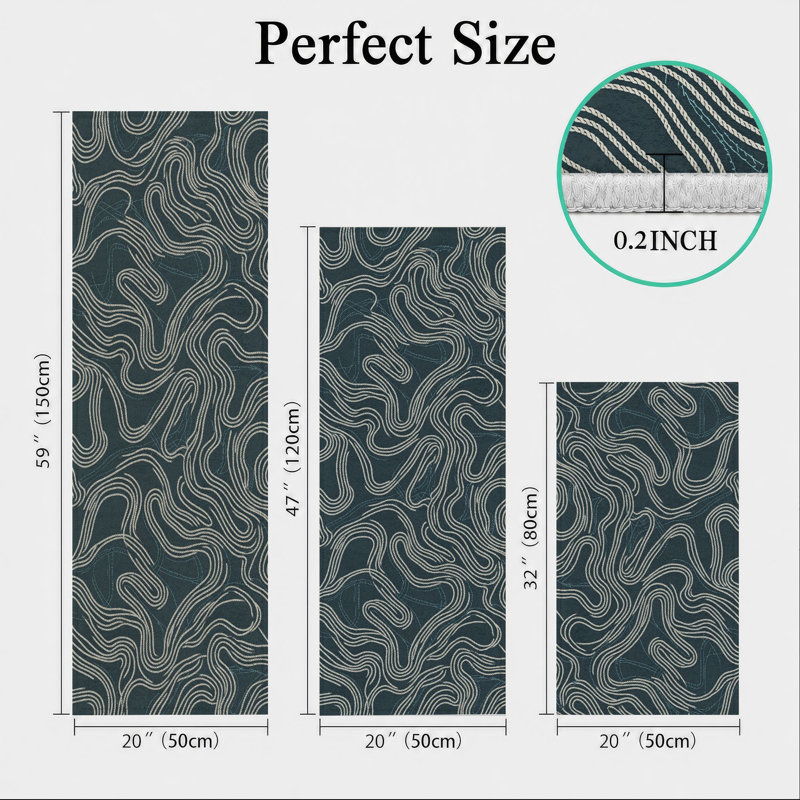Wave Pattern Non-Slip Washable Kitchen Mats