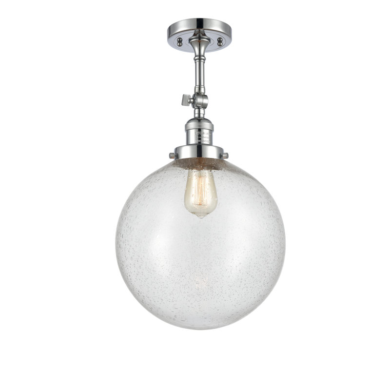 Plafonnier semi-encastré 1 lumière 12 "ciacchi, Ampoule non incluse, Chrome poli, Grainé