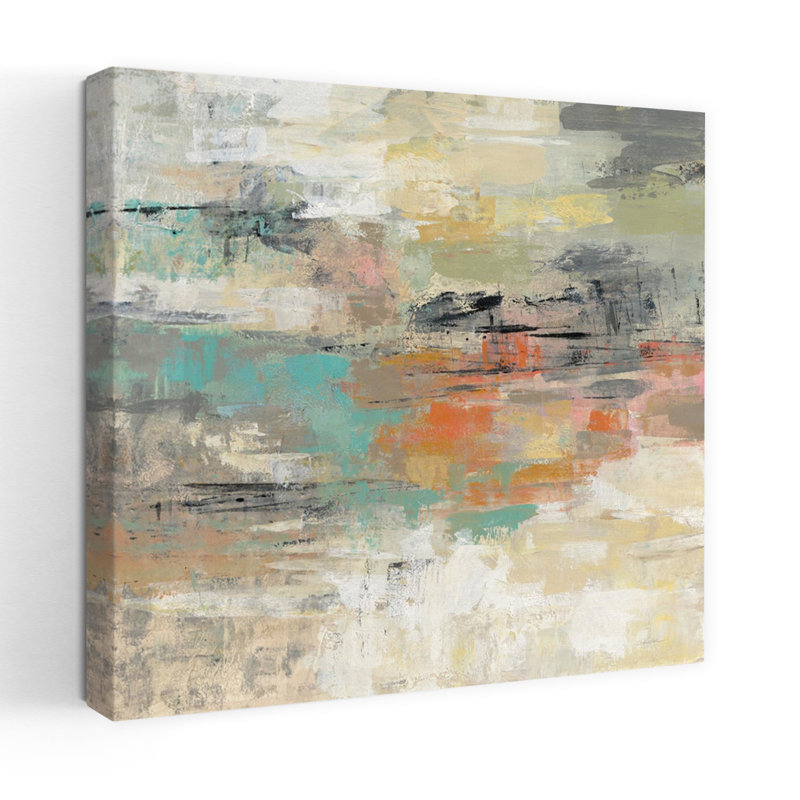 Conte contemporain contemporain avec art abstrait beige, H 32 po x l 32 po