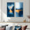 «Blue Ethereal Dream Abstract Mountains I», ensemble de 2 impressions murales en métal
