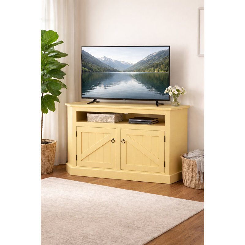 Benji Unfinished Corner TV Stand for TVs up to 65", Yellow