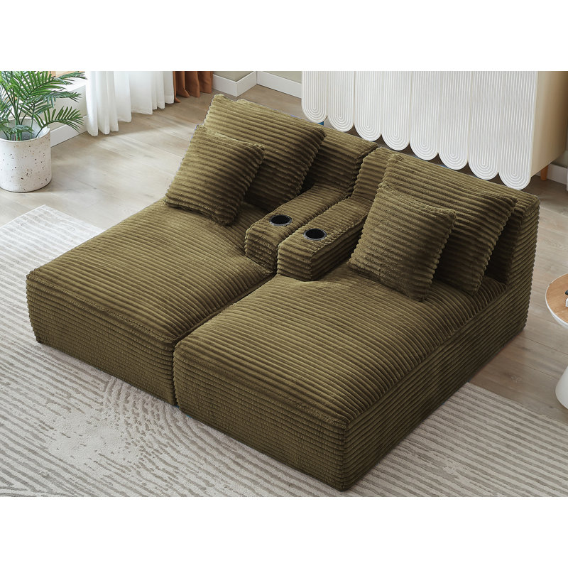 Chaise longue double en velours côtelé, Vert