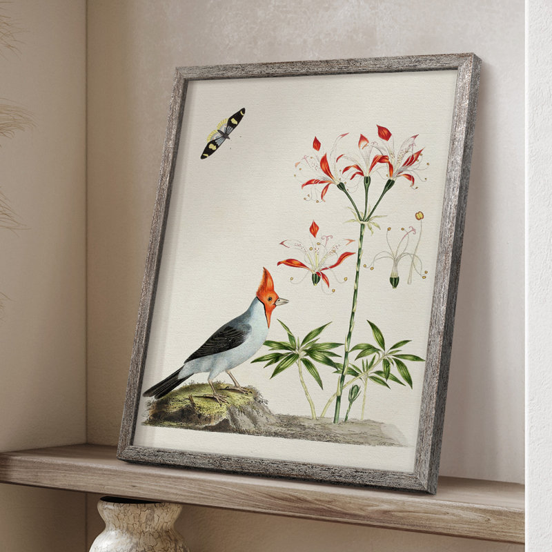 Bird in Habitat I, reproduction encadrée - bois massif, H 11 po x l 9 po