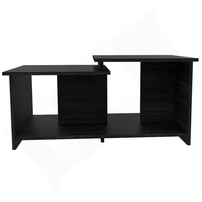 Table basse, tablette inférieure ouverte, noir