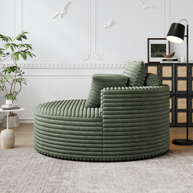 Fauteuil simple 50 po en éponge Corduroy - sans assemblage requis, fauteuil d'appoint moderne moelleux pour le salon, la chambre à coucher et le cinéma maison (pas un fauteuil pivotant)