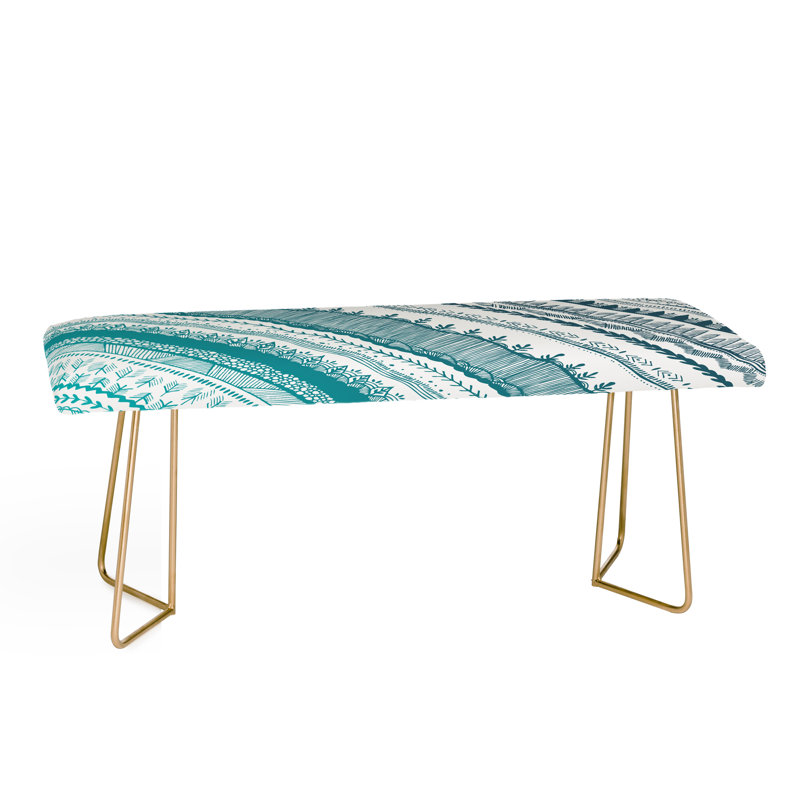 Rudd Upholstered Bench, Teal/Gold/Floral