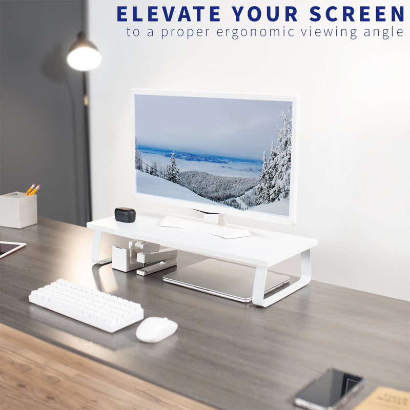 ErgoView Laminated Black Wood 24" Monitor Riser with Steel Support