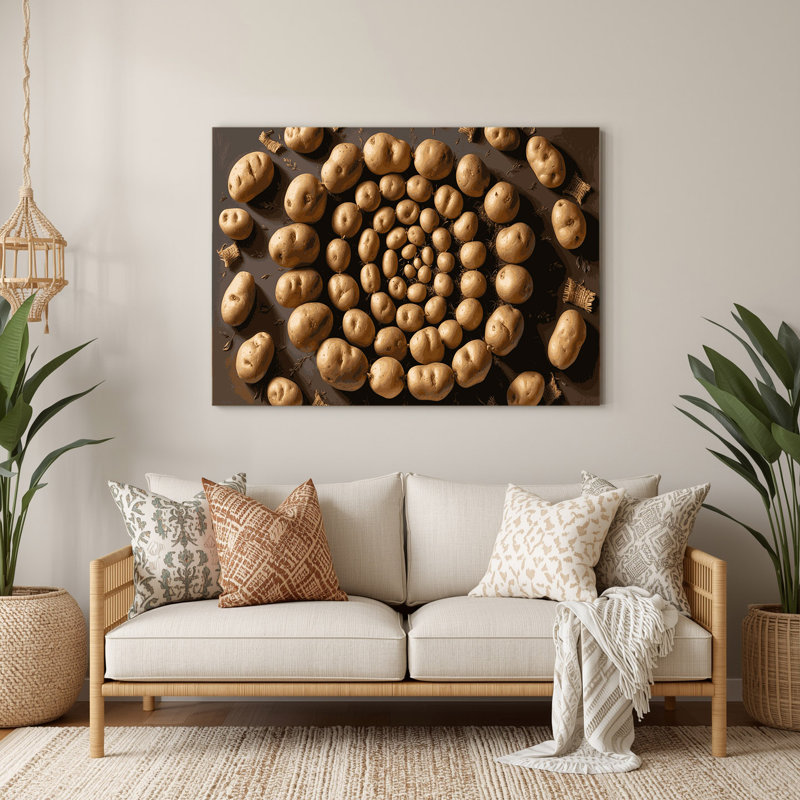 Légumes, pomme de terre, art mural brun doré du Yukon, 20" H x 24" W x 0.05" D