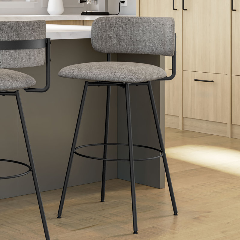 Yasmina Swivel Counter and Bar Stool, Gray, Counter Stool (26” Seat Height)