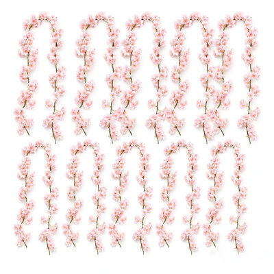 Guirlande de fleurs de cerisier en soie artificielle, paquet de 10 vignes suspendues Sakura, décoration de fleurs rose clair 5,9 pi pour arche de mariage