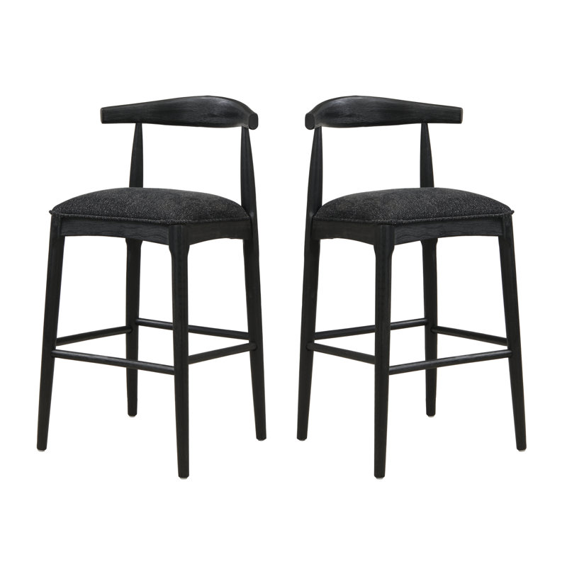 Ensemble de tabourets de bar rembourrés en tissu Modern, Siège noir / cadre noir