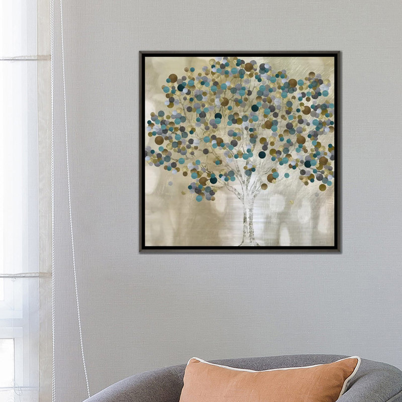 «A Teal Tree» par Katrina Craven - impression d'art graphique, H 26 po x l 26 po x P 1,5 po, Toile tendue, Pas de tapis