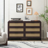 6-Drawers Rattan Storage Console Table