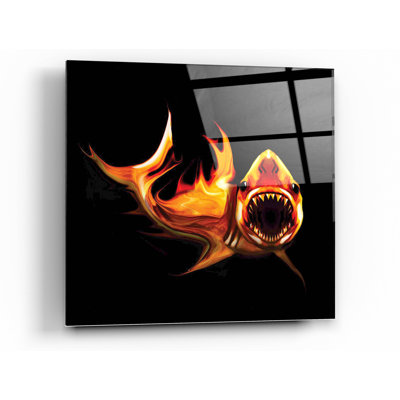 Epic Art 'White Shark' By Michael Stewart, Acrylic " White Shark " by Michael Stewart