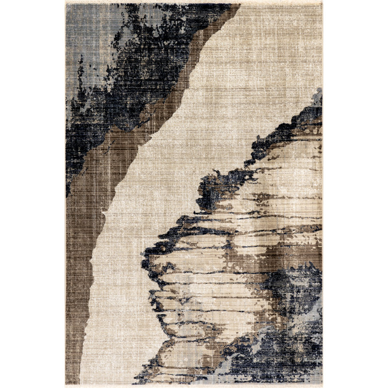 Tapis abstrait contemporain Rielle, Rectangle 5 pi 3 po x 7 pi 7 po